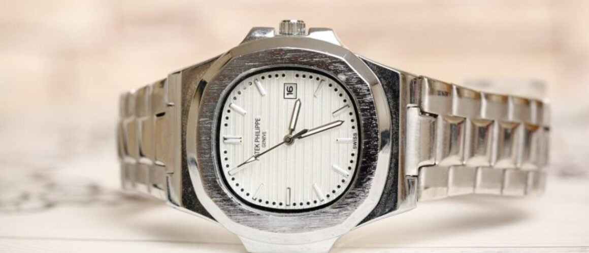 classic silver patek philippe analog watch