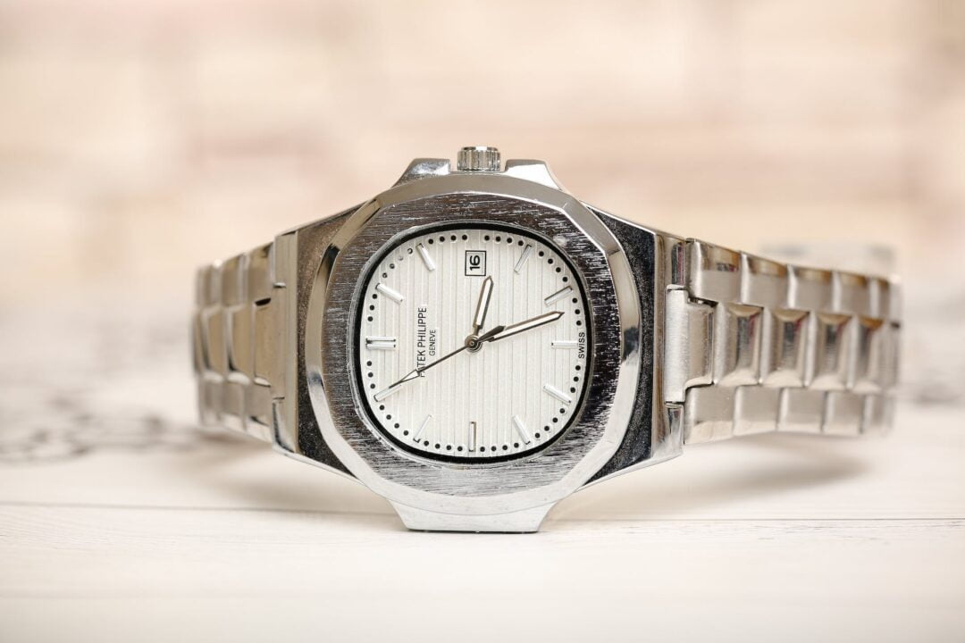 classic silver patek philippe analog watch